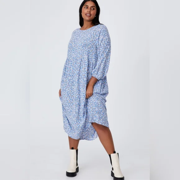 Cotton On | Dresses | Cotton On Nwt Babydoll 34 Sleeve Maxi Dress Floral |  Poshmark